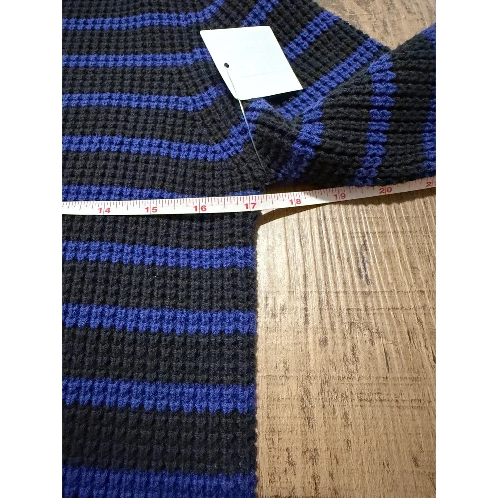 Scotch & Soda Sweater Kids Large Black Blue New Striped Waffle Knit Crewneck